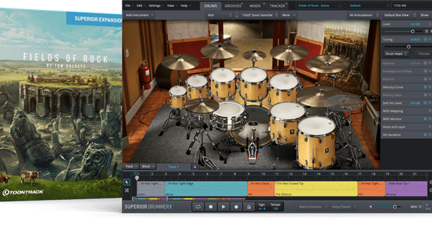 鼓音源更新扩展包 Toontrack Fields of Rock SDX v1.0.5