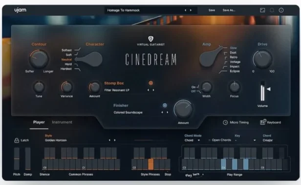 梦幻电影虚拟吉他手 uJAM Virtual Guitarist CINEDREAM v1.0.0 U2B Mac